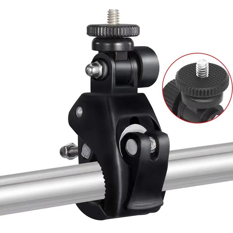 Universal Rotating Clamp With 1/4 DSLR Bike Bicycle Handlebar Clamp Bracket Tripod Mount Screw Clip Action Tripods Accessories