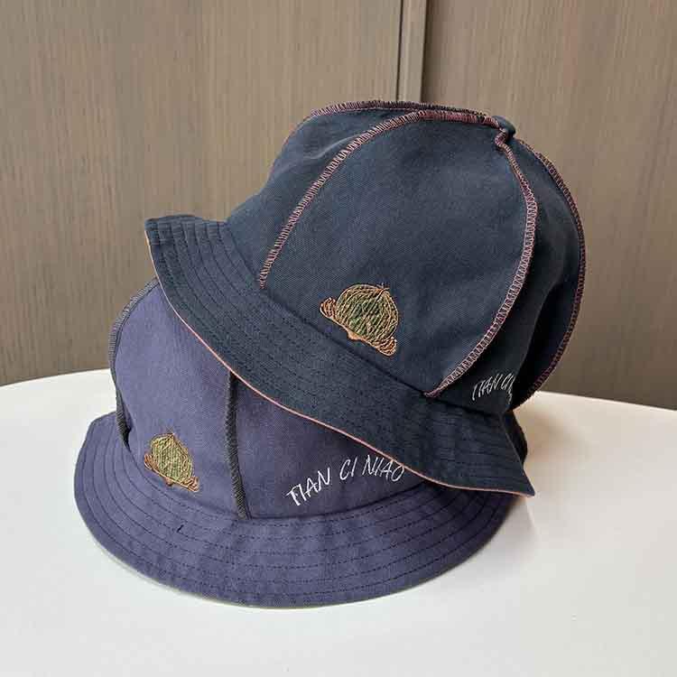 South Korea new dome octagonal bucket hat women's summer cloud big brim sun hat embroidered cactus sunscreen basin hat