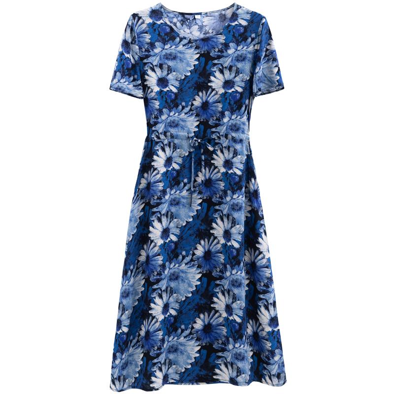 Grote Maten Casual Zomer Damesjurken Elegant Slank Korte Mouw Vintage Print Lange Jurk Dames Zomerkleding