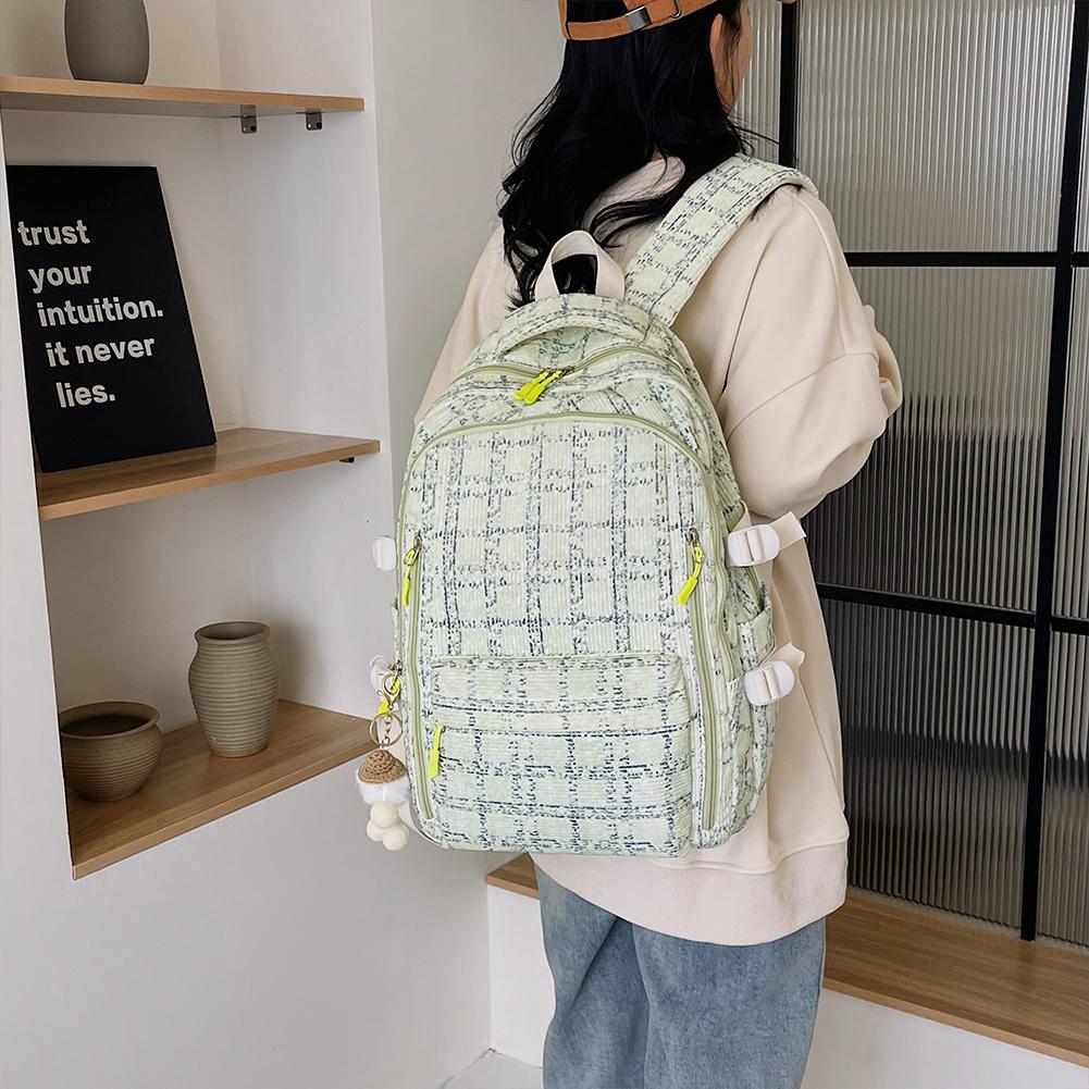 Sweet Corduroy Strawberry Backpacks Casual Travel Rucksack Large Capacity Daily Knapsack Japanese Aesthetic Students School Bag