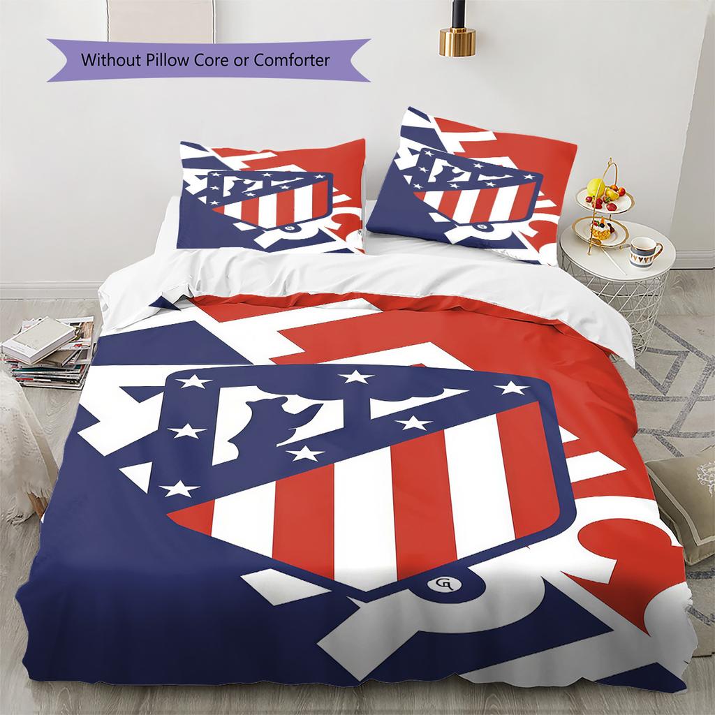 Atlético Madrid Bettwäsche Bettdecke Set Bettbezug Kissenbezug Heimdekoration Geburtstagsgeschenk (1 Bettbezug + 2 Kissenbezüge, ohne Füllung)