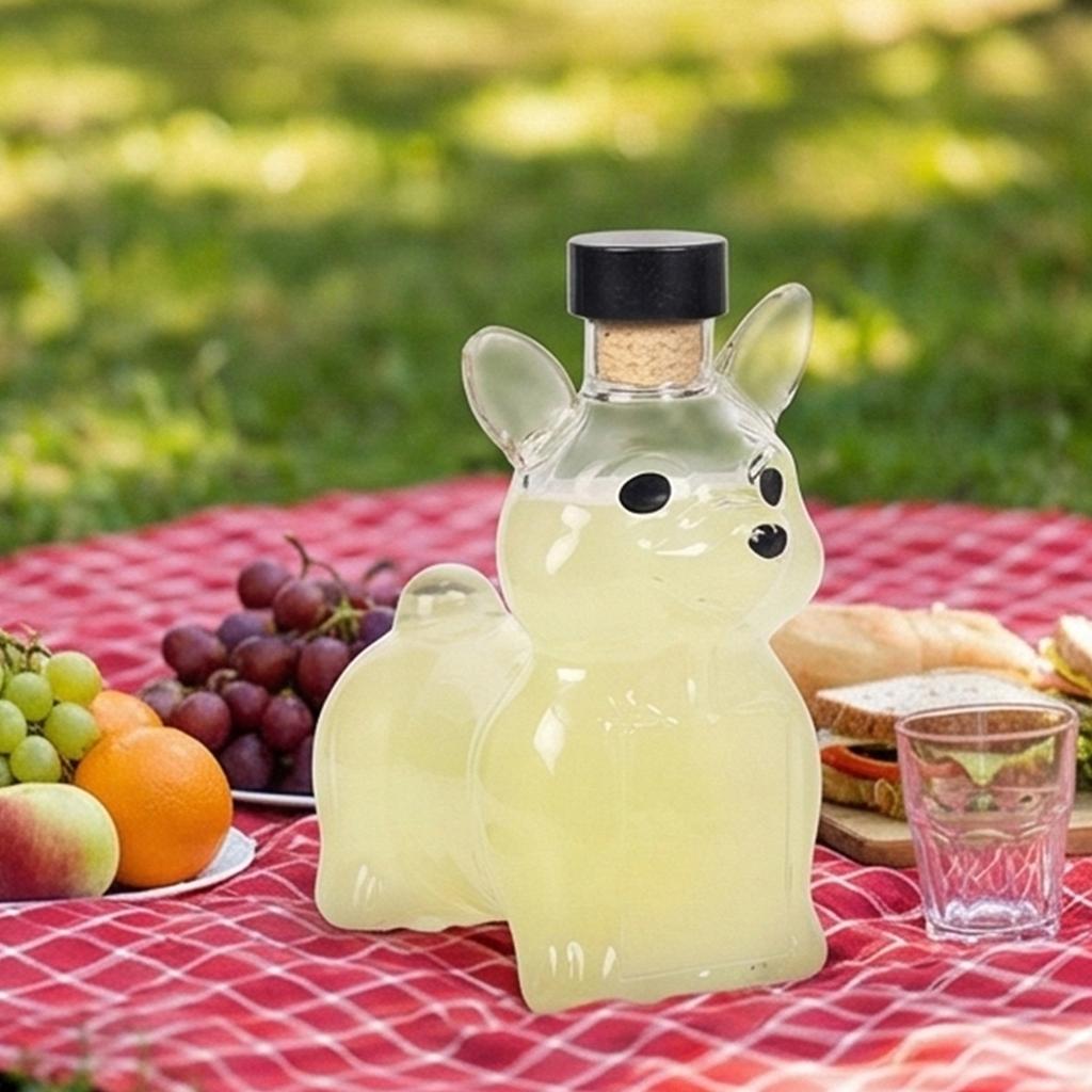 Elegant Whiskeys Serving Bottle In Dog Shape Clear Glass Animal Figurine Liquor Decanter For Kitchen Decors And Gifting