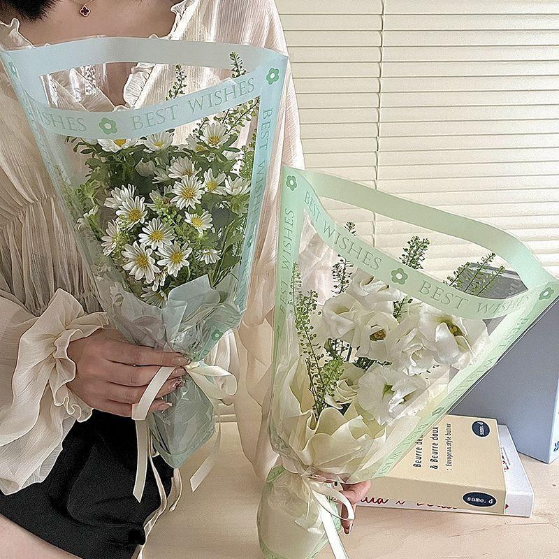 50Pcs Single Bouquet Flower Wrapping Paper Transparent Cellophane Gift Packaging Bag Wedding Birthday Party Florist Packing Bags