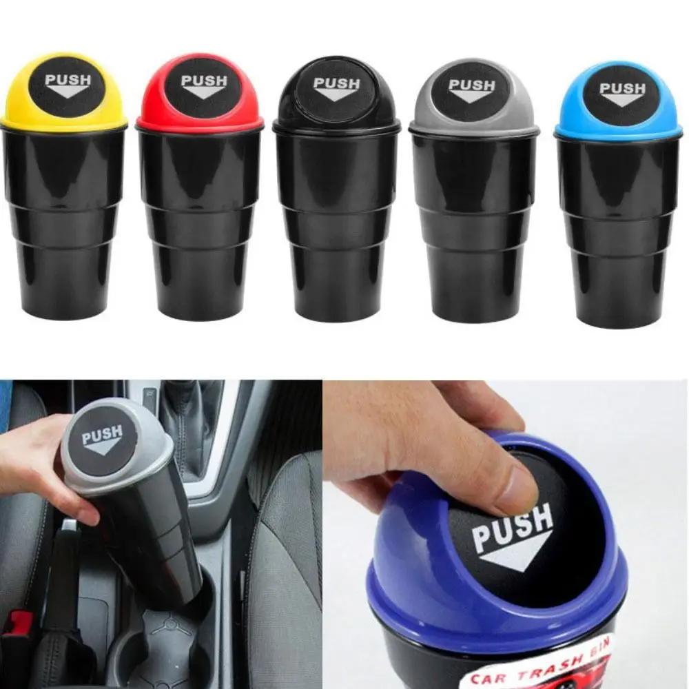 Round Car Trash Can with Lid, Car Garbage Box Car Door Trash Can Fashionable and Creative Water Cup Holder, Storage Bucket Amagi