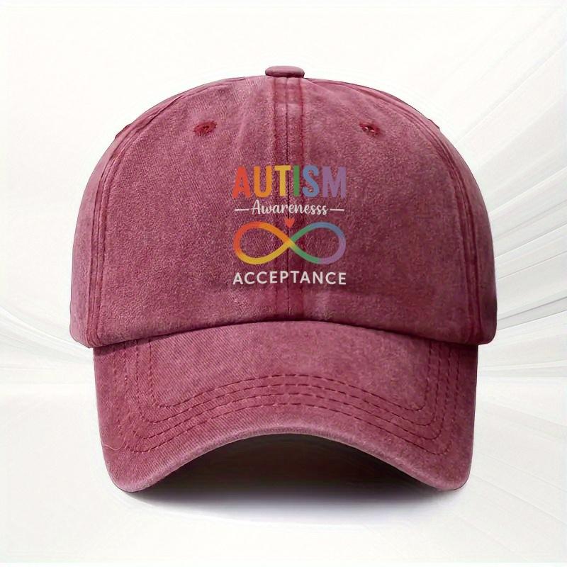 Autism Acceptance Infinity Symbol Baseball Cap Adult Polyester Casual Adjustable Print Sun Protection Headwear