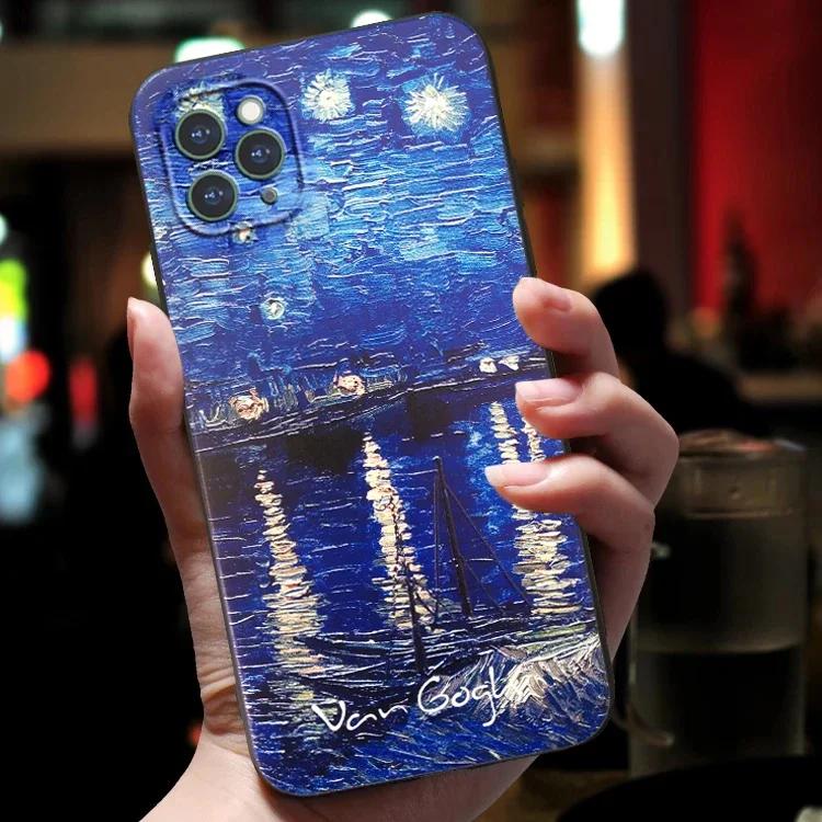 Coque de téléphone Peinture à l'huile Art Drôle pour iPhone 17 16 15 14 13 12 11 Pro Max Mini SE 7 8 Plus Air Rétro Résistant aux Chocs Coque Souple
