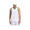 adidas Dettaglio Logo Scollo a V Senza Maniche Canotta da Basket Uomo top Bianco JN0337