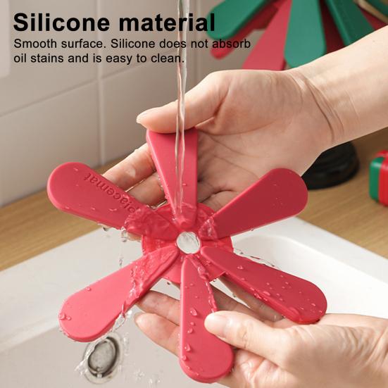 Christmas Tree Silicone Trivet Heat Resistant Pot Holder for Hot Pans Non-Slip Foldable Mat for Kitchen Dining Decor