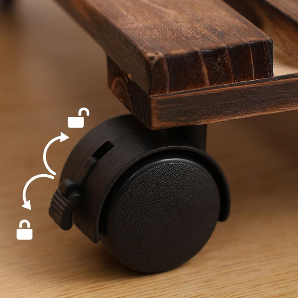 Solid Wood Square Flower Pots Wood Holder with Wheels Planter Base Solid Wood Mobile Planter Base for Indoor Outdoor