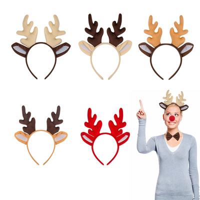 Festive Deer Antler Headband with Ears Comfortable Christmas Headwear Hairpiece Decoration for Family Gatherings