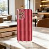 Burgundy White Stripe Pattern  Phone Case For Samsung S25,S24,S21,S22,S23,S30,Ultra,S20,Plus,Fe Transparent Cover
