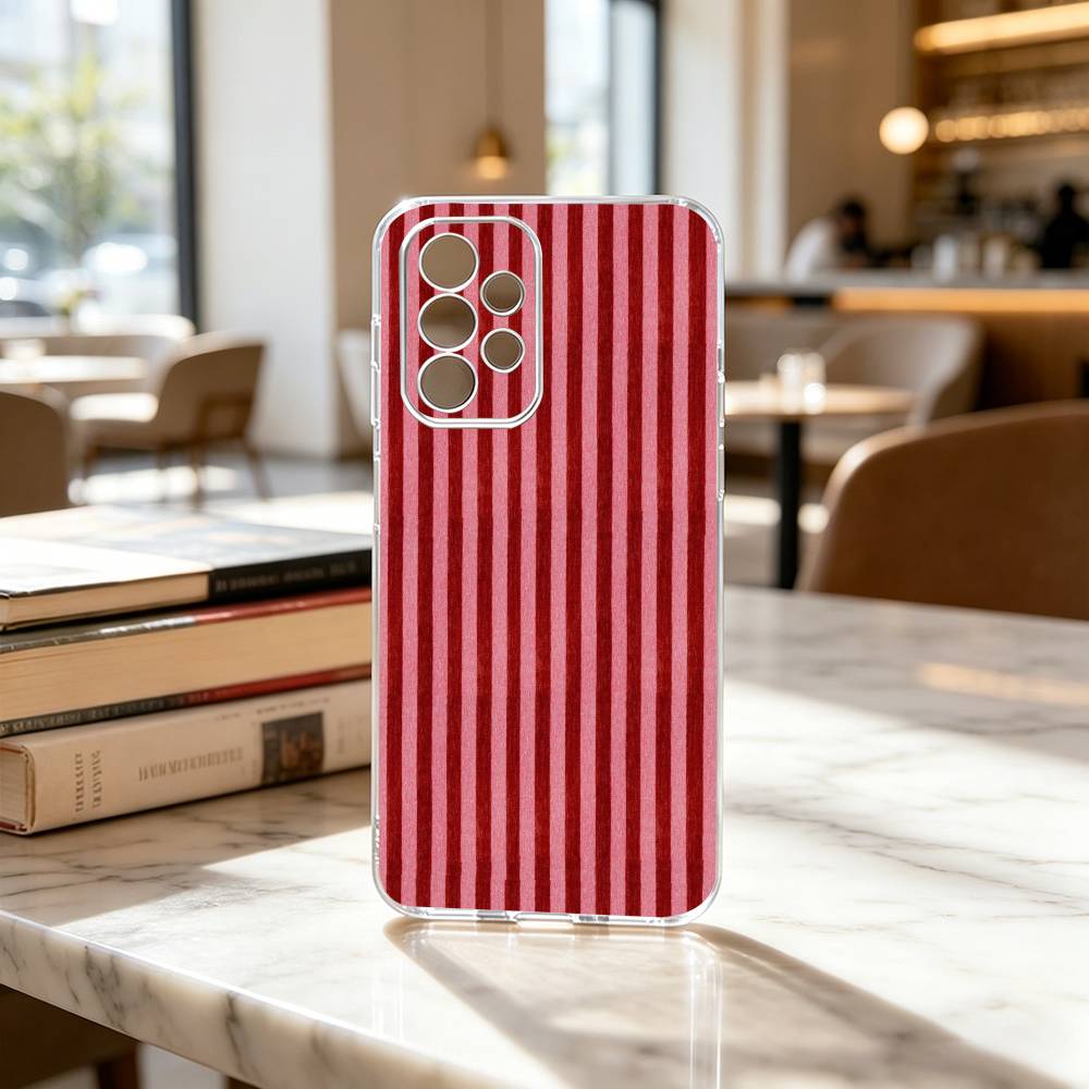 Burgundy White Stripe Pattern Phone Case For Samsung S25,S24,S21,S22,S23,S30,Ultra,S20,Plus,Fe Transparent Cover