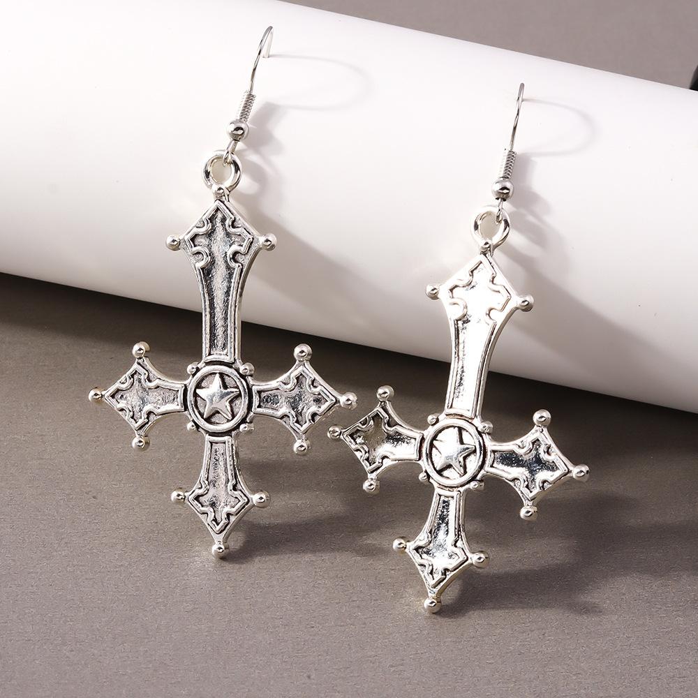 A Pair of Fashion Accessories Dark Cross Ear Hook Earrings New Trend Christian Earrings Earrings Earrings Holiday Accessories