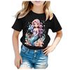 Girls Adorable Mermaid Princess Print Tshirt Summer CrewNeck ShortSleeved Soft Polyester Fabric Kids Top Clothing