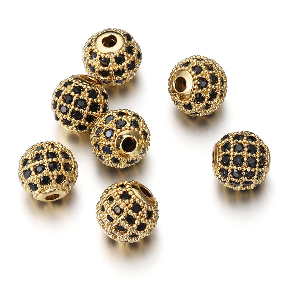 5pcs Brass Cubic Zirconia Round Spacer Loose Beads for Necklace Bracelet Jewelry Making DIY Accessories Wholesale High Quality