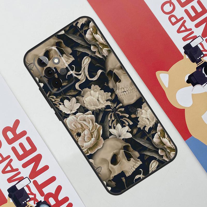 Gothic Floral Skull Case For Samsung Galaxy A52 A32 A12 A56 A36 A16 A13 A23 A33 A53 A54 A34 A14 A15 A35 A55 A17