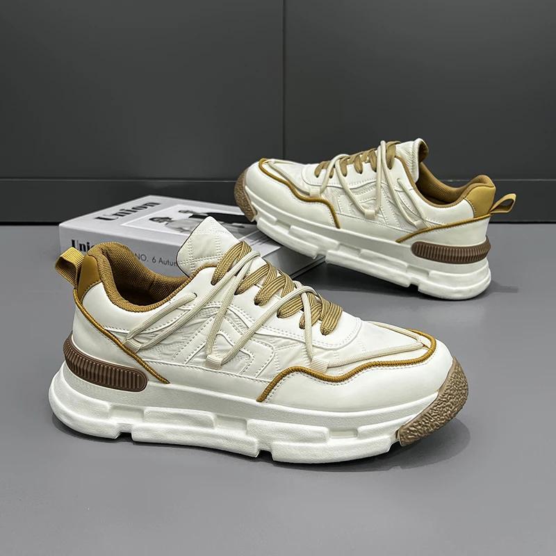 Fashion Designer Loafers Shoes Chunky Sneaker Fashion Casual Microfiber Leather Running Shoes Breathable Color Block Non-slip Shoes