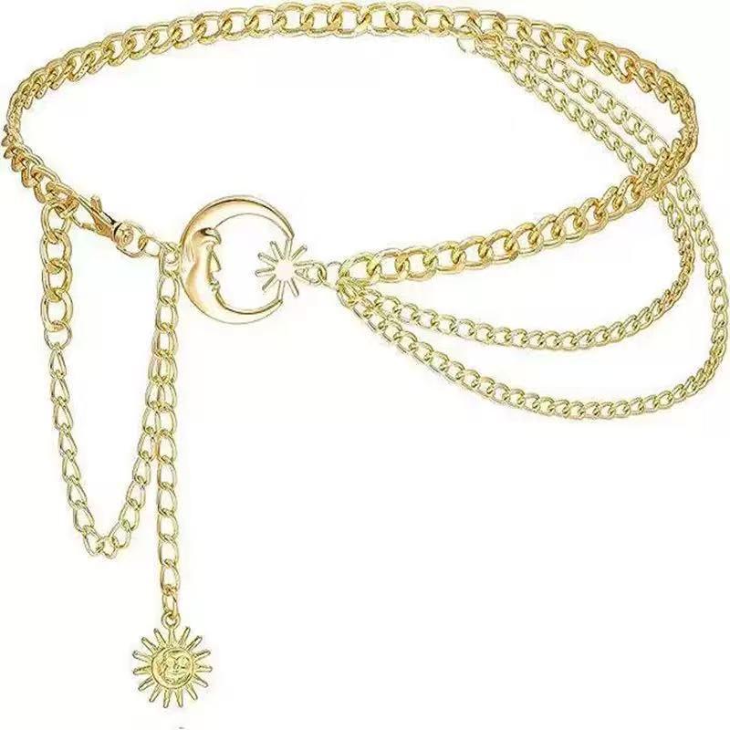 Catena da vita in metallo a girasole multistrato regolabile per donna