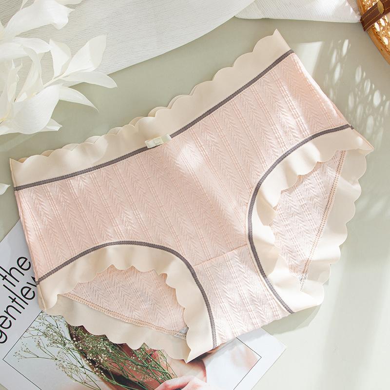 Non Marking Underwear for Women Mid Waist Lingerie Antibacterial Pure Cotton Knickers Breathable Triangle Panties
