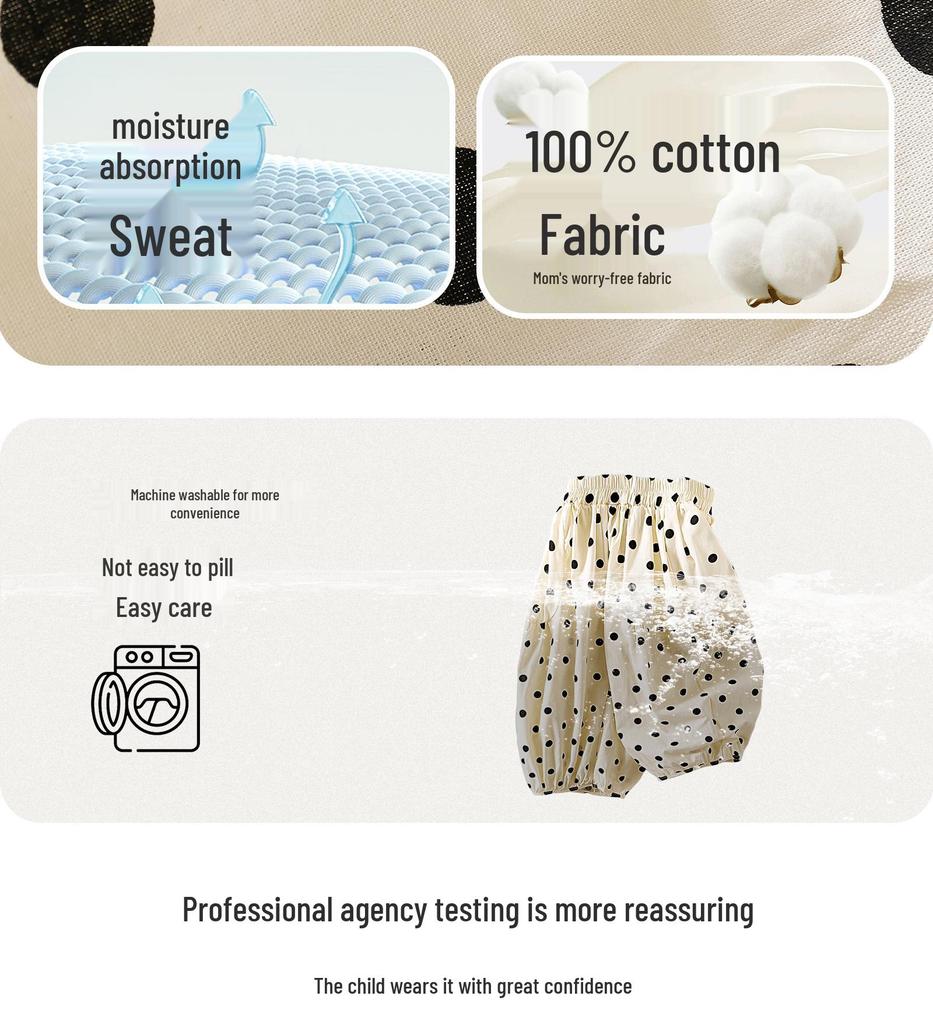 Kay Baby Girl Polka Dot Cotton Culottes - Summer 2025 Mosquito-Proof, Lightweight Thin Pants for Girls