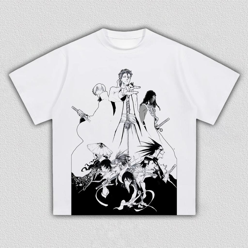 BLEACH Kuchiki Byakuya Anime Printing T-shirt Men's Clothing Women's 2026 Summer New High Quality Cotton Short-sleeved T