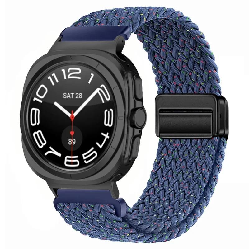 Gevlochten Nylon Lusband Voor Samsung Galaxy Watch Ultra 47mm Magnetische Armband Polsband voor Galaxy Watch 8 Ultra 2026 47mm Band