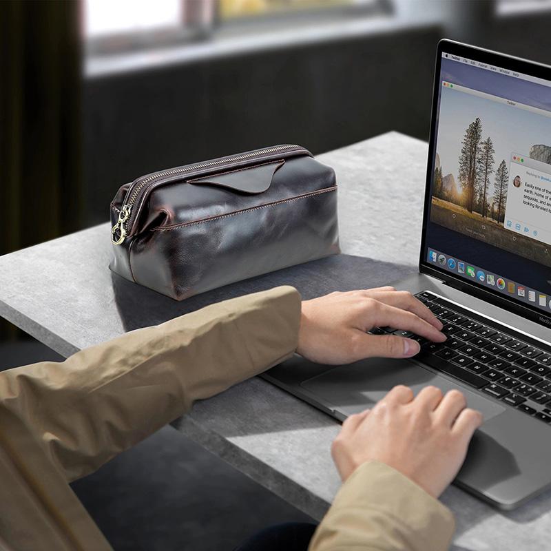 CONTACTS Genuine Leather Data Storage Bag Digital Accessories Storage Cable Phone Travel Cable Organizer