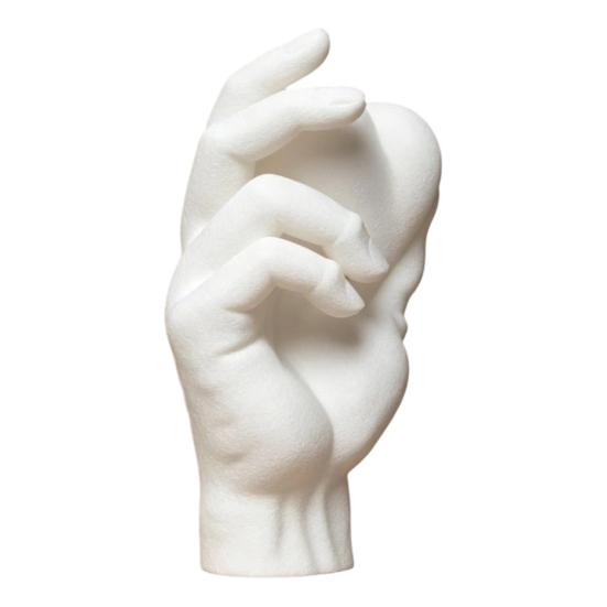 Handheld Heart Statue Hand Holding 3D Printed Figurine, Modern Minimalist Sculptural Desk Decor, Romantic Black White Home Decor Accent for