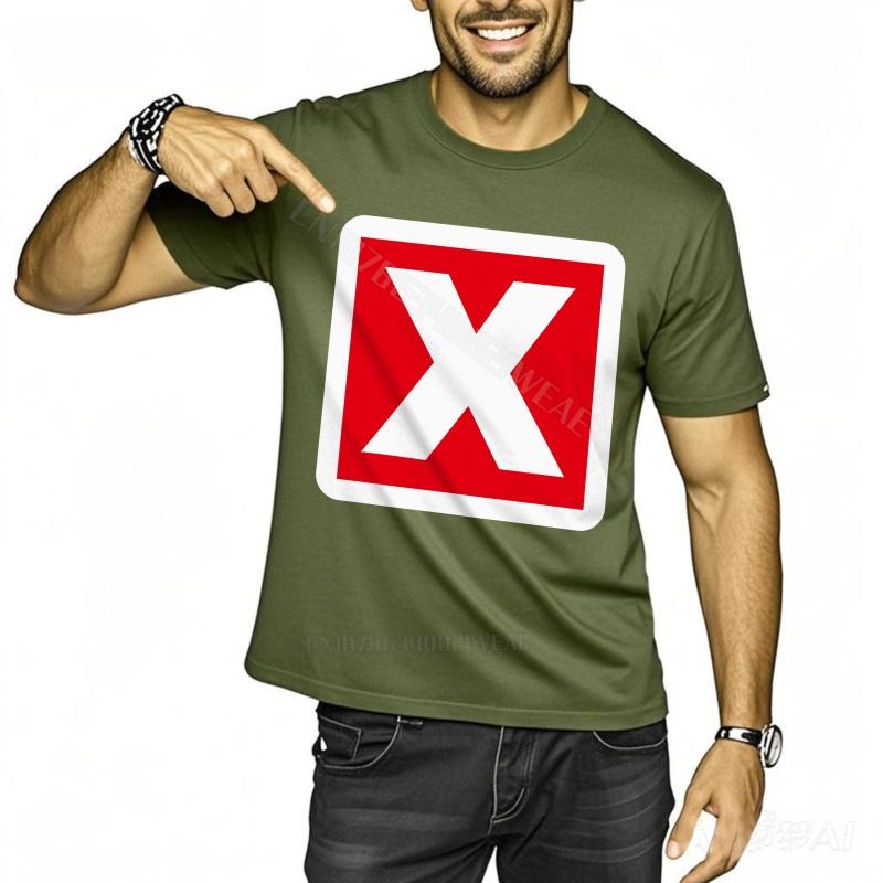Unisexs tshirt Breathable Casual Tee Red X On White Daily Wear New Teeshirts Cool Adult Essential Teeshirts