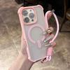 Phone Case For iPhone 16E 15 14 16 Plus 11 12 13 16 Pro Max Magnetic Wrist Strap Magsafe Lanyard Protector Shockproof Cover