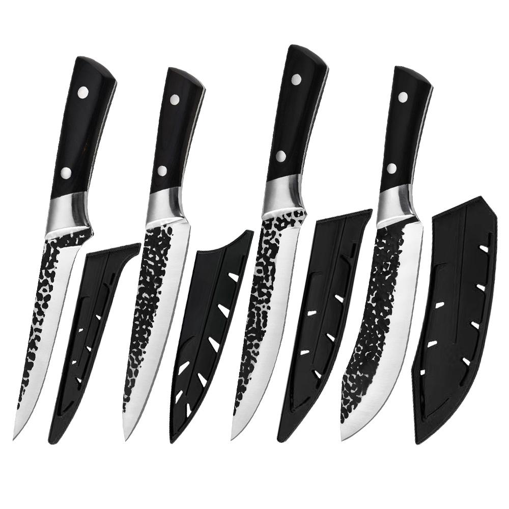 Küchenmessersets, 4-teilige Kochmessersets Edelstahl Schlachtmesser Ausbeinmesser Metzgeresser Scharfes Tranchiermesser Hackbeil-Set