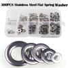 300pcs Stainless Steel Flat Spring Washer Assortment Kit M2-M6 Spring Washer Flat Washer Combination Box Round Washers