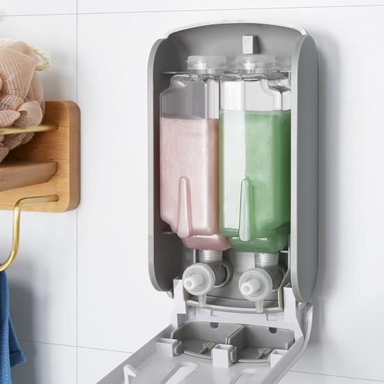 Soap Dispenser 400ml*2 Dual Compartment Large Capacity Inner Liner Easy Refill Visual Design Soap Dispenser