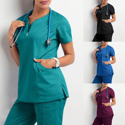 Tricou HR pentru femei, cu mânecă scurtă, cu decolteu în V, cu buzunar