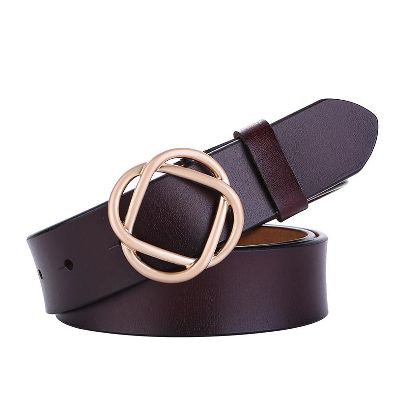 Classic Leather Womens Wide Belt With Metal Buckle For Casual Dress Or Office Wear