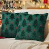 2pcs/set Christmas Bow Embroidered Pillow Covers Polyester Flannel Tree Design Sofa Cushion Festive Party Decor Only Pillowcase