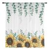 Folhas de eucalipto Girassol Flor Cortinas transparentes Decoração de janela de casa Cortinas de voile de tule para sala de estar Quarto Cozinha