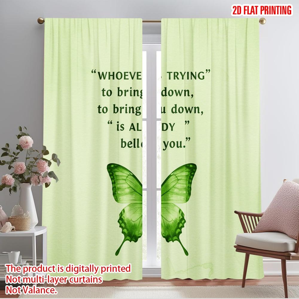 

2pcs 2D flat printing Party Curtain Positive Butterfly Polyester Without Electricity Holiday Decorations for Multipurpose Event 52.50×116.00 CM 2pcs