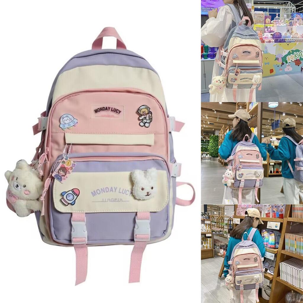 Stylish Nylon Backpack School Backpacks Laptop Backpacks School Bag for Middle School Girls and Elementary Students