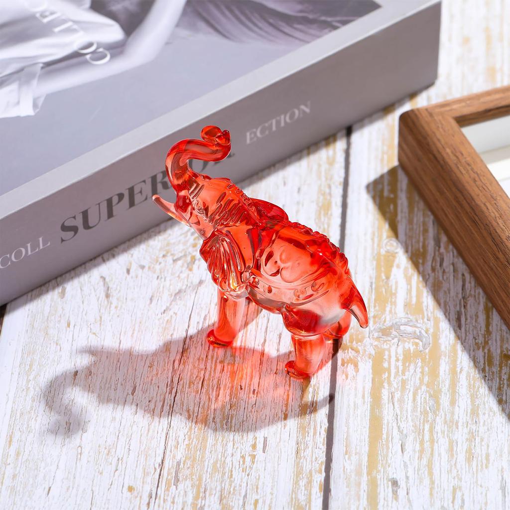 Carina Statuetta Elefante in Vetro di Cristallo, Regalo da Collezione per Amante degli Elefanti Statua Animale Ornamento per Decorazioni Domestiche