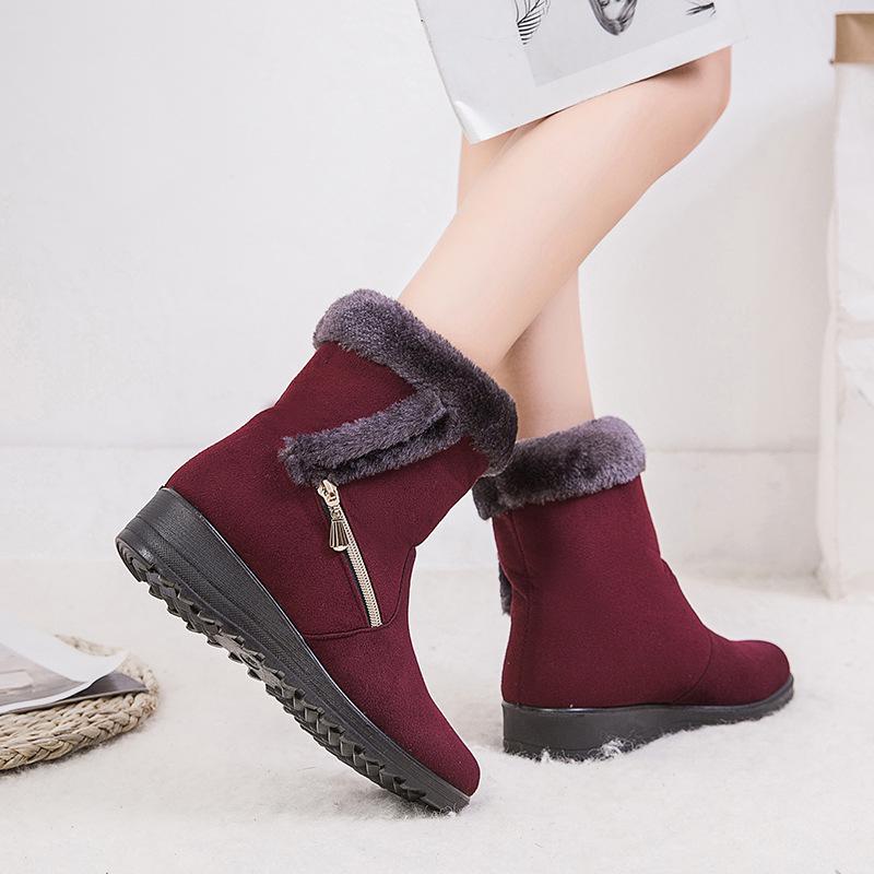 New Snow Boots Women's Flat Heel Casual Boots Winter Warm Cotton Shoes Large Boots