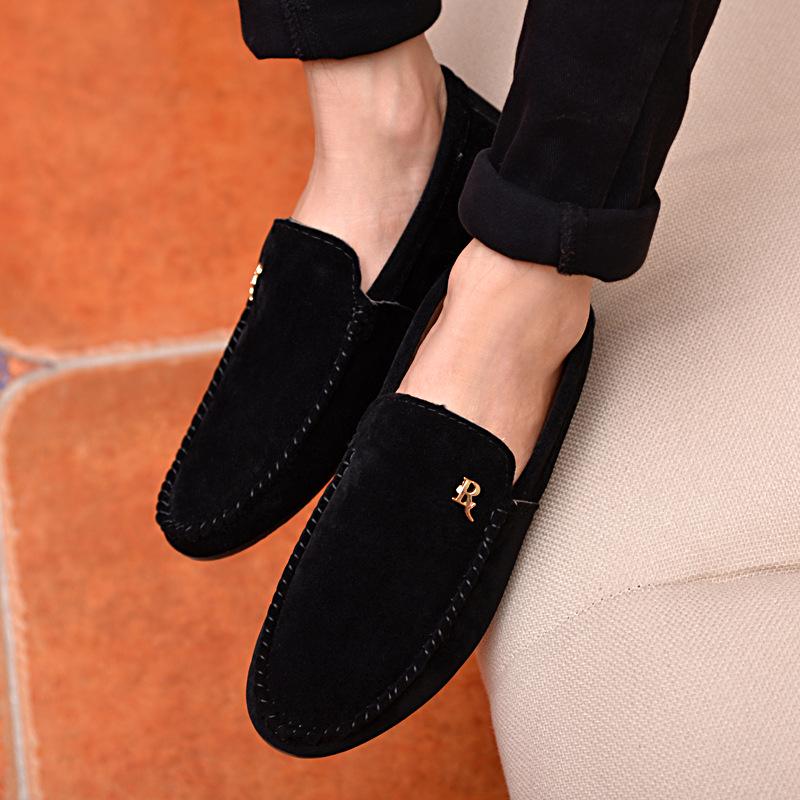 Men's Korean Style Slip-On Loafers – Trendy, Casual, Non-slip Cloth Driving Shoes