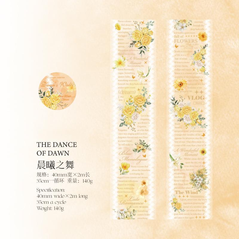 1 Roll 4x200cm Lace Floral Tape Stickers Retro Hollow Lace Journal DIY Collage Decor Supplies