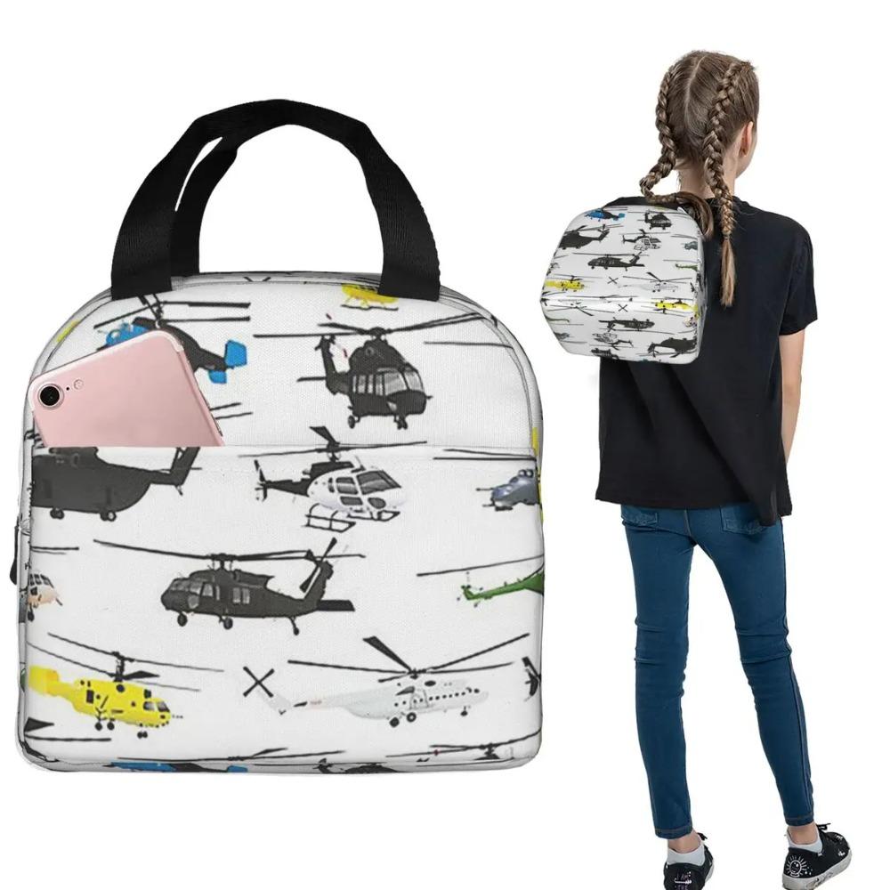 Multiple Helicopters Insulated Lunch Bag for Women Children Portable Food Boxes Thermal Lunch Box Tote