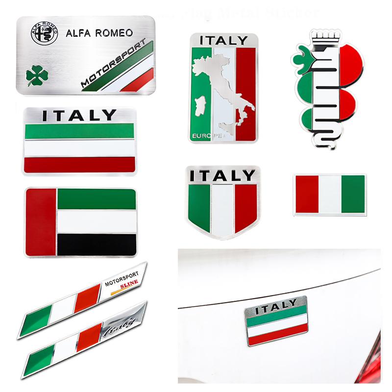 RZUD8 Car Stickers 3D Aluminum Auto Logos Stickers For Alfa Romeo 4C 159 Spider Giulia Giulietta 156 Tonale Car Body Decoration Paster