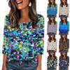 Koszule z rękawem 343/4 dla kobiet, urocze nadruki, koszulki graficzne, bluzki, codzienne, duże rozmiary, podstawowe bluzki, swetry