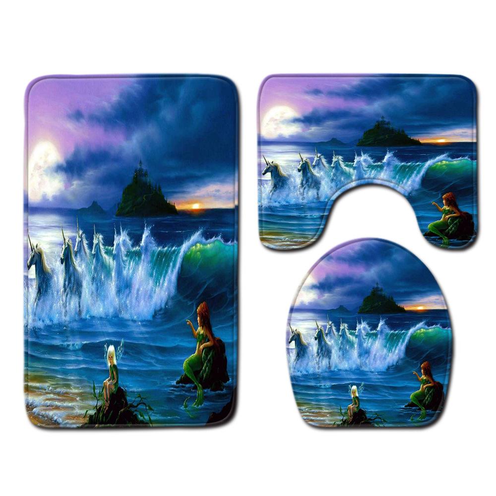 Einhorn Badezimmer Bodenmatte Toilette Dreiteiliges Set