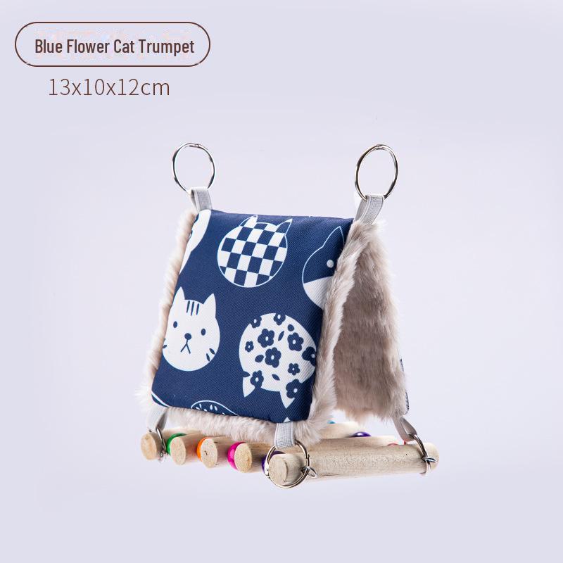Parrot Warm Tiger Skin Hammock: Thickened Velvet Cotton Nest & Bird Toy for Winter