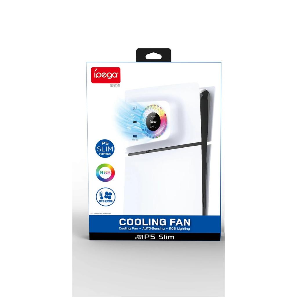 RGB-Lüfter mit Plattenabdeckung für PS5 Slim Digital/Disc, Automatische Geschwindigkeitsanpassung durch Temperatursensor, 3 Lüftergeschwindigkeiten manuell & USB3.0-Hubs, Kühlsystem