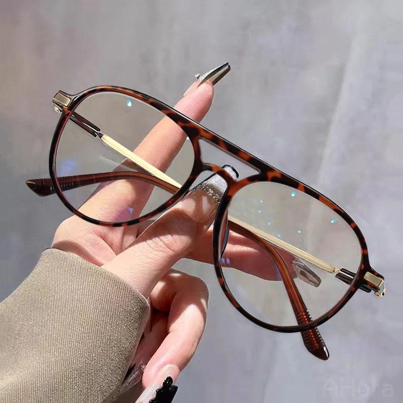 1/2PCS Retro Anti Blue Light Computer Glasses Double Bridge Frame Eyewear Women Men Trendy Fashionable Stylish Spectacles Ouclos